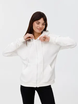 Толстовка унисекс оверсайз на молнии Zippy Terry, белая заказать онлайн со своим дизайном в РПК КБ с доставкой и скидками