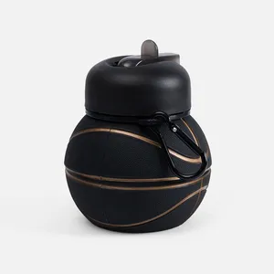 Складная бутылка для воды Basketball Flex, черная заказать онлайн со своим дизайном в РПК КБ с доставкой и скидками