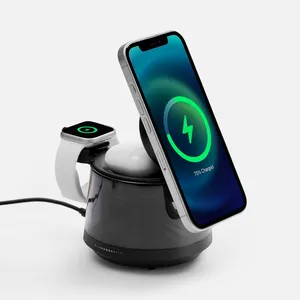 Bluetooth-колонка с подсветкой и беспроводной зарядкой Quantium, черная заказать онлайн со своим дизайном в РПК КБ с доставкой и скидками