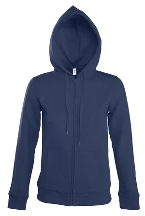 Толстовка женская на молнии с капюшоном Seven Women, темно-синяя заказать онлайн со своим дизайном в РПК КБ с доставкой и скидками