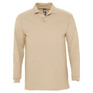 Рубашка поло мужская с длинным рукавом Winter II 210 бежевая заказать онлайн со своим дизайном в РПК КБ с доставкой и скидками