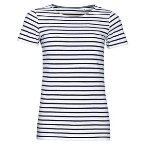 Футболка Miles Women белая с темно-синим заказать онлайн со своим дизайном в РПК КБ с доставкой и скидками