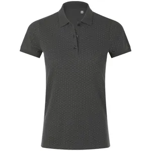 Рубашка поло женская Brandy Women, темно-серая с белым заказать онлайн со своим дизайном в РПК КБ с доставкой и скидками