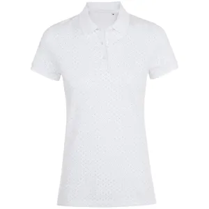 Рубашка поло женская Brandy Women, белая с темно-синим заказать онлайн со своим дизайном в РПК КБ с доставкой и скидками